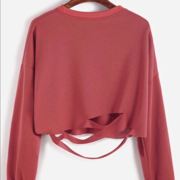 Blush Drop Shoulder Cut Out Crop Top - Picture 2 of 5